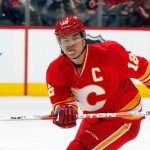 Jarome Iginla #12 of the Calgary Flames skates against the Anaheim Ducks on April 7, 2012 at the Scotiabank Saddledome in Calgary, Alberta, Canada. The Flames won 5-2. (Photo by Gerry Thomas/NHLI via Getty Images)